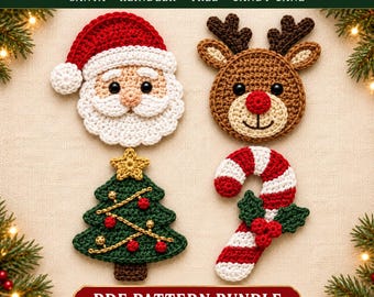 Christmas Crochet Book Cover Pattern PDF, 3 Festive Notebook Cover Designs, Digital Download