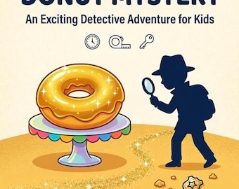 Gioco del mistero del detective per bambini / Avventura stampabile della ciambella dorata (download immediato)