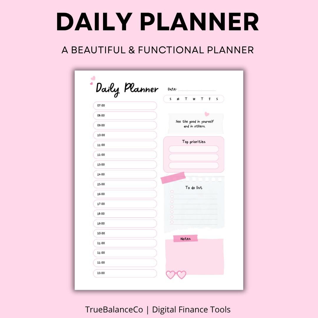 Pink Daily Planner Printable | Aesthetic To-do List | Schedule ...