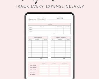 Pink Expense & Budget Tracker Printable | Aesthetic Finance Planner PDF | Monthly Spending Log | Instant Download