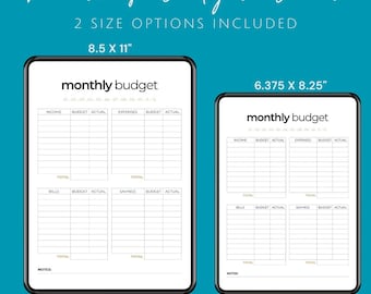 Monthly Budget Planner Printable | A5 & US Letter PDF | Finance Tracker, Expense Organizer