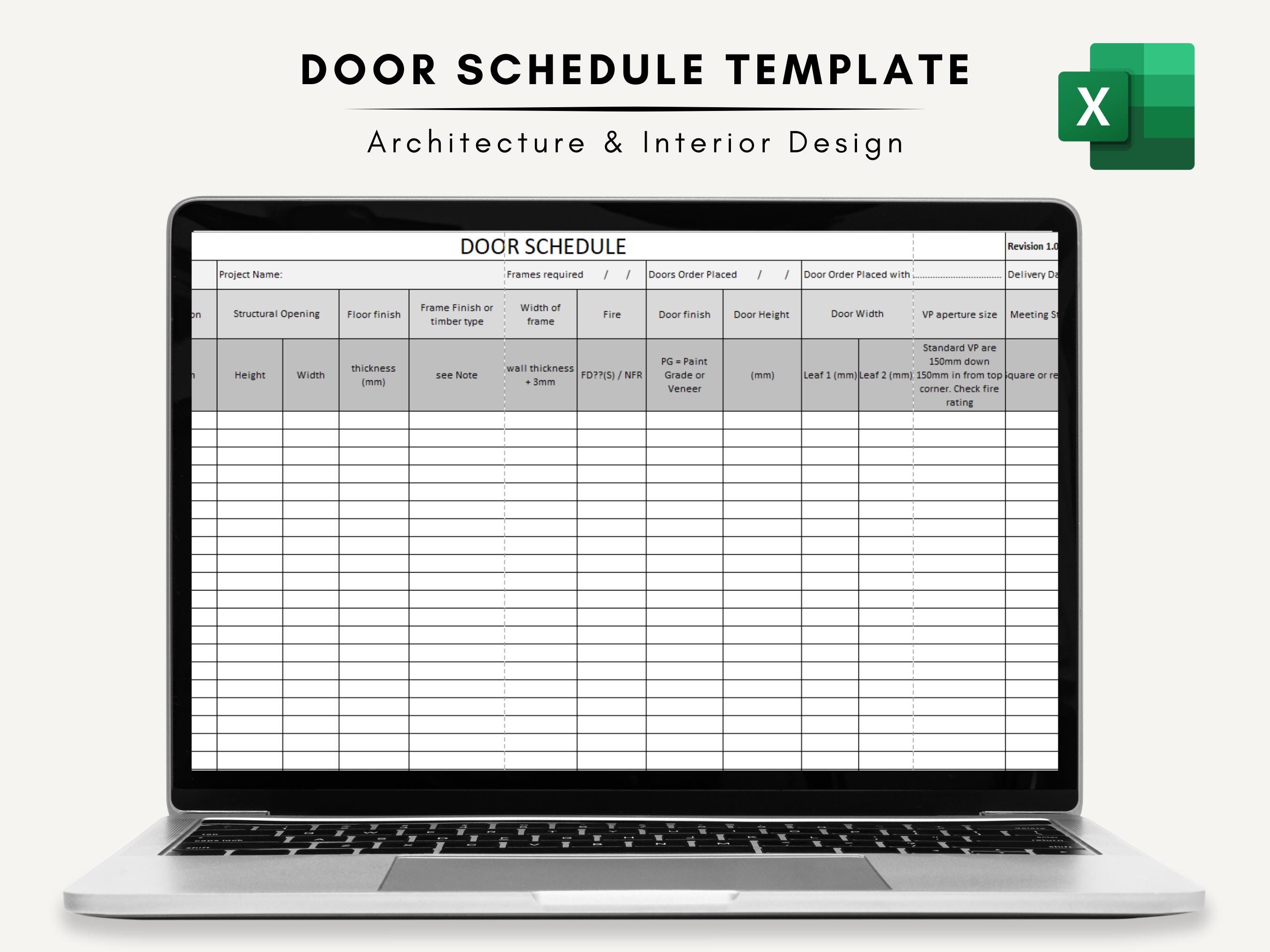 Door Schedule Template Excel | Editable Door Specification Sheet ...