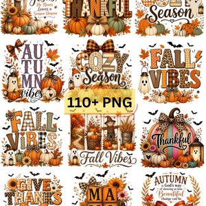Fall PNG Bundle, Halloween Png,  Autumn Png, Fall Pumpkin Png, Thanksgiving Png, Spooky Season, Fall Sublimation, Cozy Season, DTF Designs