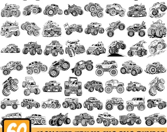 Monster Truck Svg Bundle, Monster Truck Vector, Monster Truck Shirt Svg, Kids Monster Truck, Monster Truck Clipart, Road Svg Design Cricut