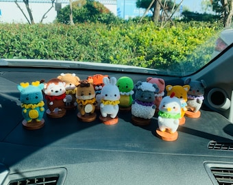 Handgemaakte gehaakte dierenriembeeldjes • 12 dierenriemamigurumi-sets • Dashboarddecor • Schattige dierenornamenten • Cadeau voor chauffeurs