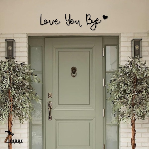 Wooden Wall Art Bye Love You with heart and comma Wooden Script Sign Hallway Home Decor Wall Decor Sticker Black Christmas Gift