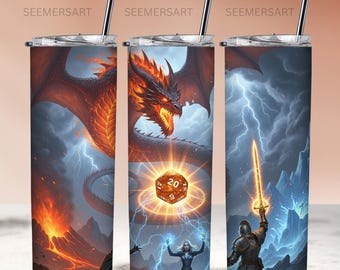 Diseño de sublimación para vaso Dungeon Master DnD: recto y cónico (descarga digital, PNG AI de 300 DPI)