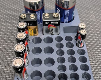 Organizador de batería impreso en 3D: ¡Estante de almacenamiento de color personalizado para todos los tipos de baterías principales!