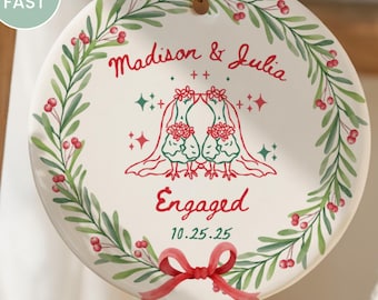 Our First Christmas as Mrs & Mrs Ornament – Newlywed Lesbian Couple Ornament – LGBTQ+ First Married Christmas Gift – Personalized Keepsake