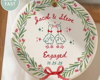 First Christmas Married Ornament, LGBT Pride Gay Couple Ornament, Personalized Newlywed Ornament with Names and Year, Wedding Gift 2025