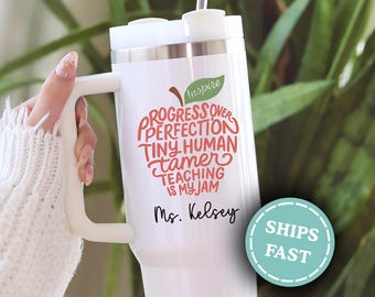 Custom Teacher Tumbler, Personalized Teacher 40oz Tumbler, Apple Teacher Tumbler, Teacher Appreciation Tumbler Gift for Teacher Travel Mug