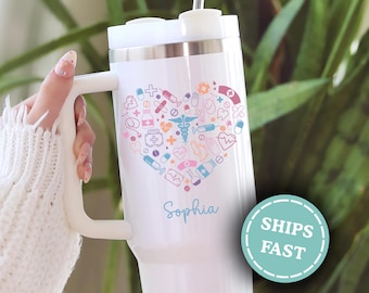 Personalized Nurse Tumbler, Custom Nurse 40oz Tumbler, Nurse Travel Mug, Nurse Appreciation Gift, Custom Nurse Gift for Nurse Thank You Gift