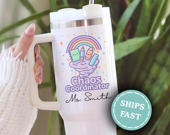 Custom Chaos Coordinator 40oz Tumbler, Personalized Chaos Coordinator Tumbler with Handle, Chaos Coordinator Cup, Chaos Coordinator Gift