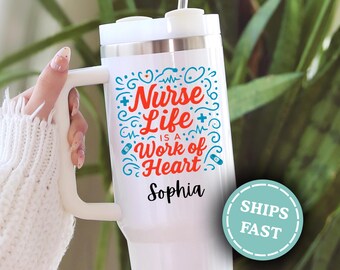 Personalized Nurse Tumbler, Custom Nurse 40oz Tumbler, Nurse Travel Mug, Nurse Appreciation Gift, Custom Nurse Gift for Nurse Graduation