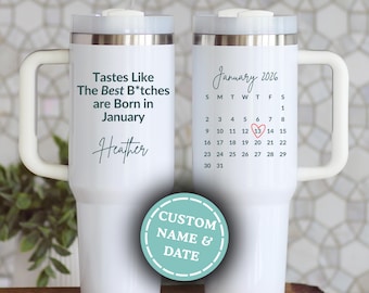 Personalized January Birthday Mug The Best Bitches Are Born In January Funny Gift Best Friend Custom Calendar Cup Bday Aquarius Girl Message