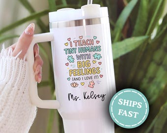 Custom Teacher Tumbler, Personalized Teacher 40oz Tumbler, Teacher Appreciation Tumbler, Teacher Travel Mug, End of Year Teacher Tumbler