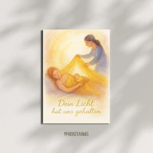 Waldorf-inspirierte Geburtskarte „Dein Licht hat uns gehalten“ – für Doula, Hebamme & Lichtbegleitung