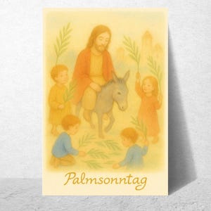 Palmsonntag Karte | christliches Jahresfest | Waldorf Aquarellkarte | spirituelle Frühlingskarte | Jahreszeitentisch