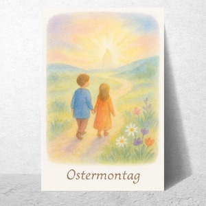 Waldorfinspirierte Ostermontag Karte – Emmaus-Weg mit Kindern – christliches Fest – Jahreszeitentisch – Herztaumel