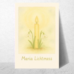 Maria Lichtmess Karte – Waldorf Jahresfest | Kerze & Schneeglöckchen | Imbolc Aquarellkarte | Jahreszeitentisch