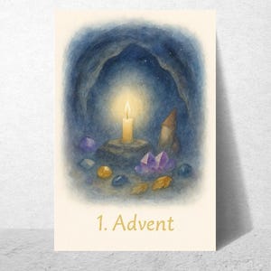 Adventskarten (4er-Set) – mit Wichteln, Licht & Natur für den Jahreszeitentisch | waldorfinspiriert