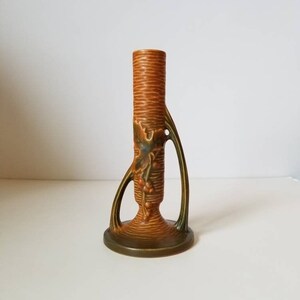 Roseville Pottery Bushberry Bud Vase, Woodland Orange, 152-7