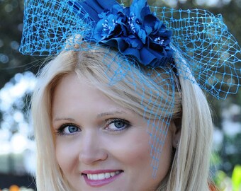 Turquoise blue headband, turquoise fascinator, blue cocktail hat