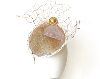 Gold Kentucky Derby fascinator, gold headpiece, gold flower fascinator, golden hat, READY TO SHIP!