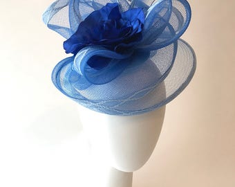 Blue fascinator, blue Kentucky Derby hat, blue cocktail hat