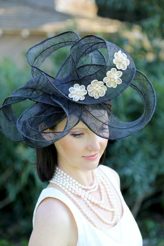 Buy Black and White Fascinator, Black Kentucky Derby  display picture 2
