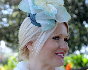 Kentucky Derby fascinator, green flower fascinator, wedding fascinator, green design fascinator, floral cocktail hat, occasion hat