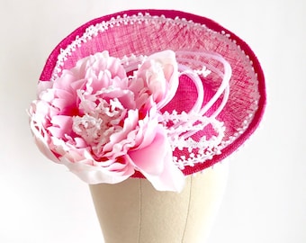 Pink Kentucky Derby hat, pink fascinator, pink flower fascinator, pink wedding hat. READY TO SHIP!