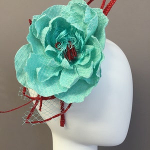 Green flower fascinator, large green flower headband, fabric flower cocktail hat, flower headpiece, wedding hat, Kentucky headband