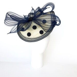 Black dots flower fascinator, Kentucky Derby black cocktail hat, black headpiece. READY TO SHIP!