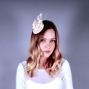 Silk flower headpiece with delicate lace, bridal hat, wedding fascinator