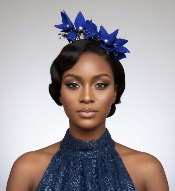 Elegant Blue Floral Headband Amazon.com : Gmmidea Women Girls Boho Flower Crown  main image 3