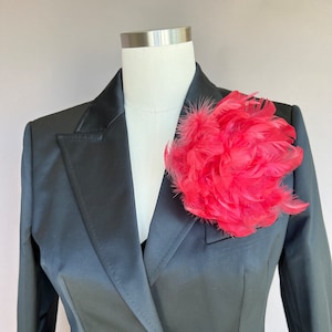 Big pink flower brooch, feather flower, magenta flower, fuchsia brooch, large wedding flower, pink wedding brooch, gift for mom, bridal rose