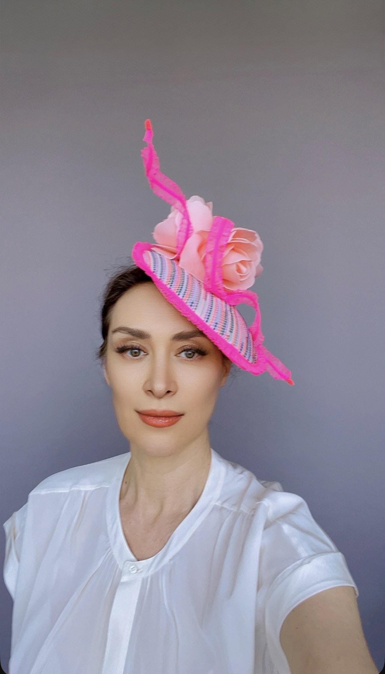 Pink and Coral Fascinator, Pink Cocktail Hat - Etsy