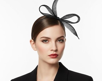 Black Bow Fascinator, Black Bow Headband, Black Bow Headpiece, Couture Fascinator, Occasion Headwear, Cocktail hat, Design headpiece