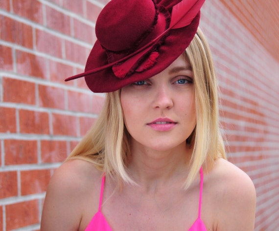 Kentucky Derby Hat Red Fascinator Red 