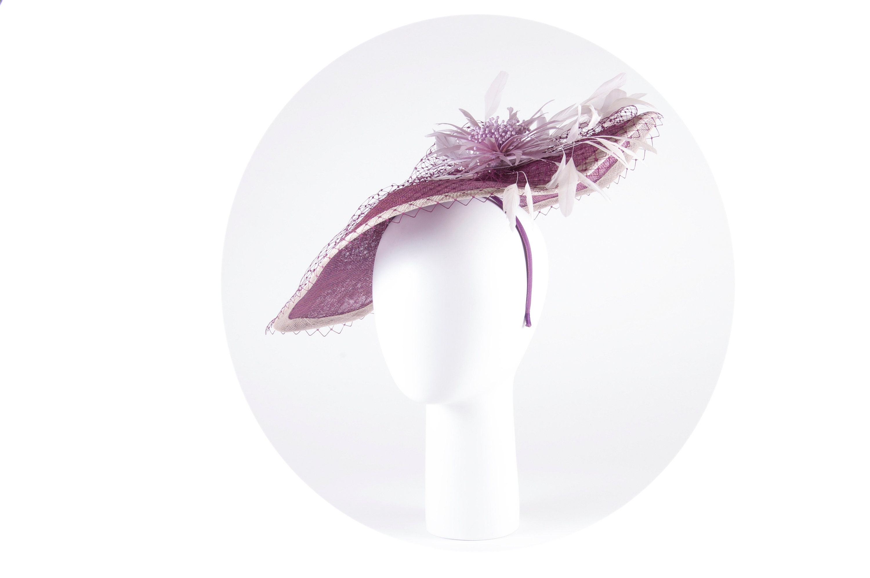 Purple Feather Hat Royal Ascot Hat Wedding Fascinator Horse Etsy Denmark