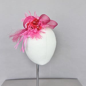 Pink fascinator, elegant cocktail hat, wedding guest hat, race day hat, Kentucky Derby hat, rose fascinator, tea party hat, church hat