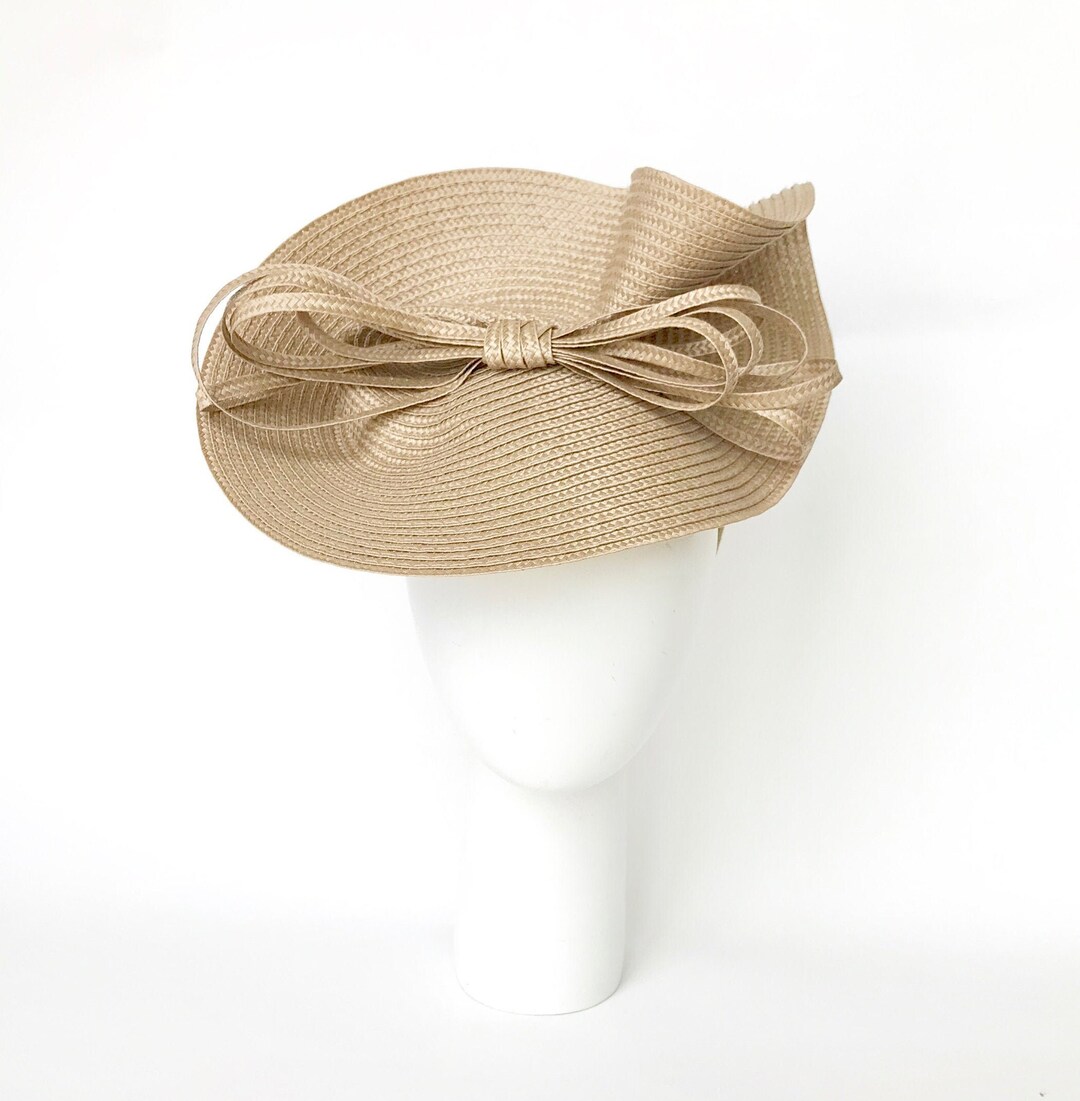 2461 Beige Wedding Bride Derby Fascinator Hat For Women Lady Hairband Beige and Cream Kentucky Derby Hat Royal Ascot Fascinator  main image 3