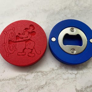 Personalized Magnetic Bottle Opener Party Favor, Fish Extenser with Cruise Info, Wedding, Steamboat Willie, Add a Logo, Name