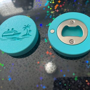 Personalized Magnetic Bottle Opener Party Favor, Fish Extenser with Cruise Info, Wedding, Steamboat Willie, Add a Logo, Name