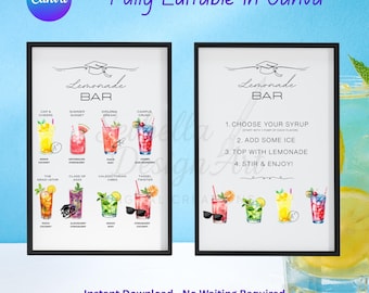 Tabliczka na bar z lemoniadą na zakończenie roku szkolnego: Edytowalne menu napojów, klasa 2025 (pobranie cyfrowe)