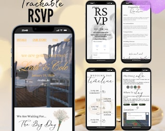 Modello di sito web per matrimonio floreale con RSVP: design Canva modificabile (digitale)