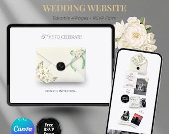 Modelo de site de casamento floral elegante | Canva, RSVP (Download digital)