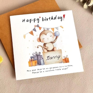 Personalized birthday card - Card for her, Baby shower card, made to order card, handmade greeting card, unique greeting card