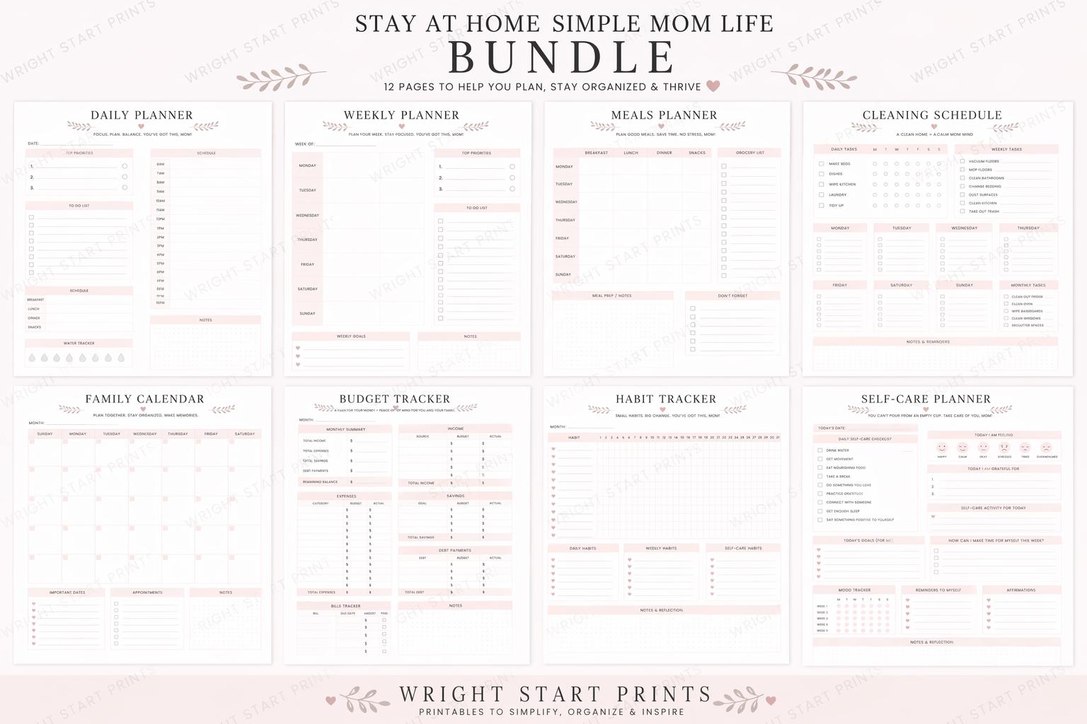 Stay at Home Mom Life Planner Bundle | Daily, Weekly, Meal, Budget ...
